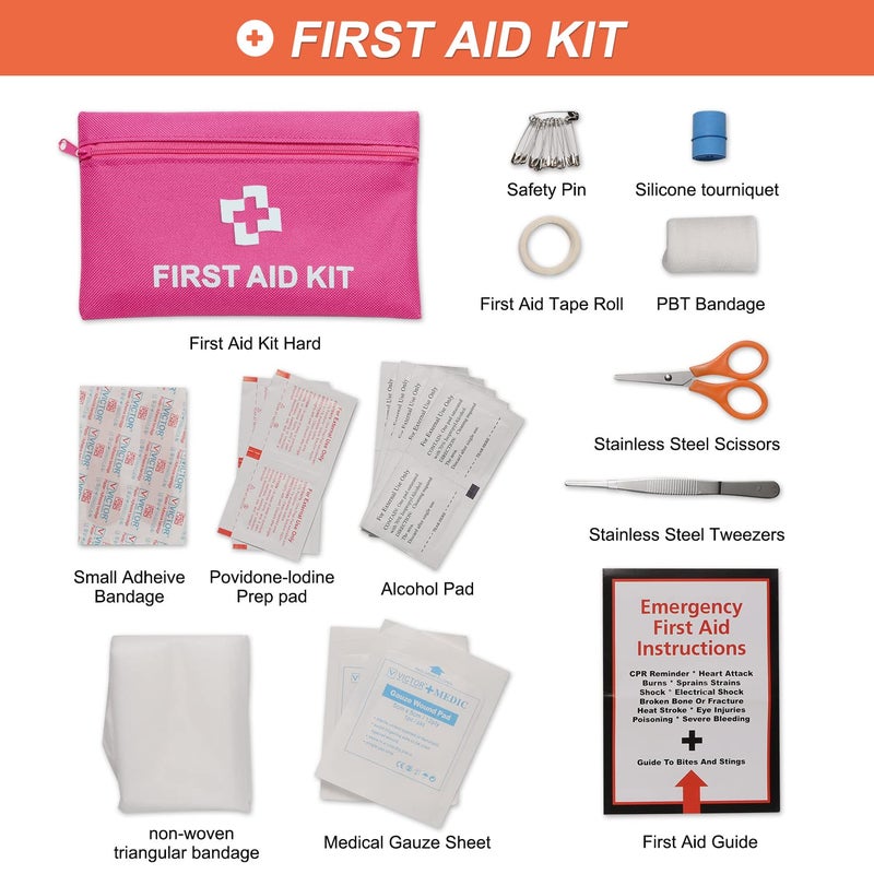 THINKWORK Car Emergency Kit for Teen Girl and Lady's Gifts, Pink Emergency Roadside Assistance kit with 10FT Jumper, First Aid Kit, Safety Hammer, Tow Rope, and More Ideal Pink Car Accessories Tool - Image 4